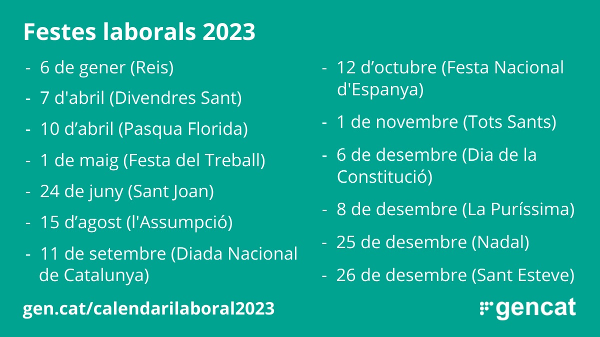 Calendari festes laboral 2023