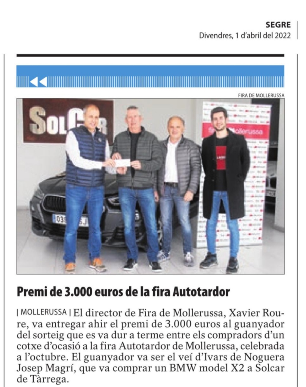 Entrega del premi de 3.000€ d’Autotardor ’21